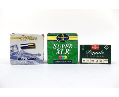 Sixty 12 bore shotgun cartridges, to include 25 Lyalvale Express Max Game, 70 mm, 36 gram BB shot plastic wad.  SHOTGUN CERTI