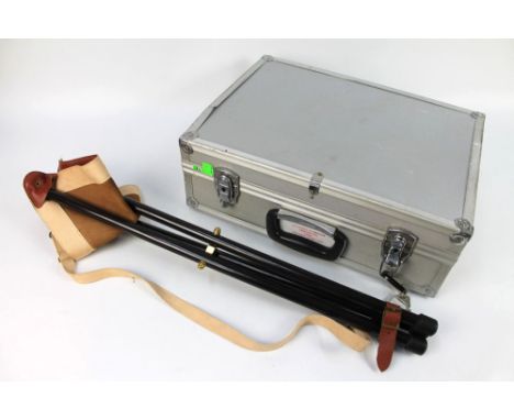 A lockable aluminium ammunition case (aircraft compliant), with key and a folding stool.