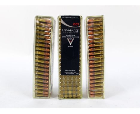 Three hundred CCI Mini-Mag 22 LR HP copper plated hollow point rifle cartridges.  FIREARMS CERTIFICATE REQUIRED.  WE CANNOT P