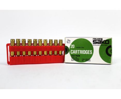 Thirty cal 223 Remington Sako rifle cartridges, 55 grain.  FIREARMS CERTIFICATE REQUIRED.  WE CANNOT POST AMMUNITION.