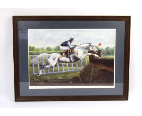 Creena Ross Oglanby a signed limited edition print of Desert Orchid 83/350, also signed by Richard Dunwoodie, 39 x 59 cm, fra