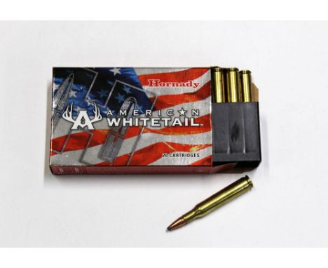 Twenty rounds (1 box) of Hornady American Whitetail cal 270 Winchester 130 grain interlock rifle cartridges.   FIREARMS CERTI