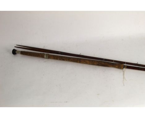 J S Sharpe of Aberdeen a Scottie split cane salmon fly rod, spliced, in three sections +/- 12'.