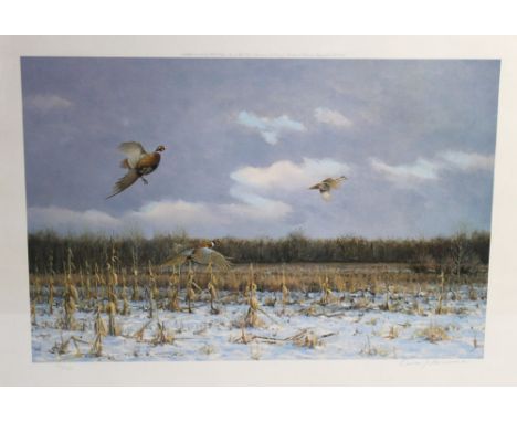 Owen Gromme, a signed limited edition print "Winter Afternoon Pheasants", 138/580 published in 1975 by Wild Wings Inc of Lake