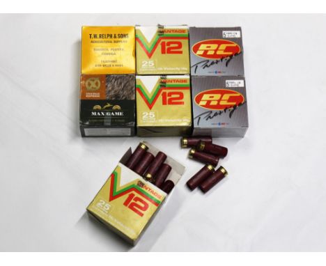 Eight full boxes and a part box of 12 bore shotgun cartridges, to include Hull Cartridge Vantage 12, TW Relph & Sons and Lyal