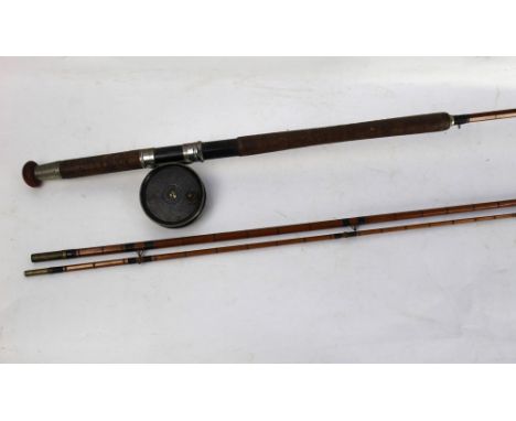 A split cane salmon fly rod, in three sections 12', fitted with a JW Young & Sons Condex fly reel.