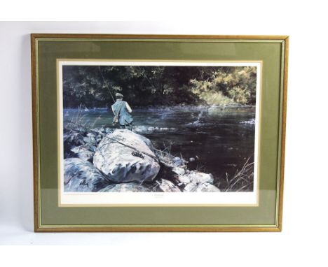 Alan B Hayman, a signed limited edition print "First Cast" 87/850 published by Country Artists.  38 x 57 cm, framed and mount