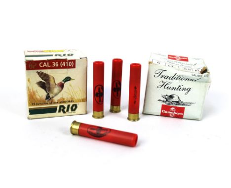 Thirty seven 410 shotgun cartridges, various makes.  SHOTGUN CERTIFICATE REQUIRED. WE CANNOT POST AMMUNITION.