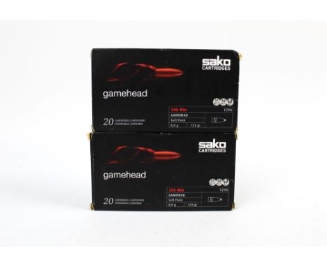 Forty Sako Gamehead 308 Winchester rifle cartridges, 123 grain soft point.  FIREARMS CERTIFICATE REQUIRED.  WE CANNOT POST AM
