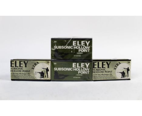 Two hundred cal 22 LR Eley Subsonic hollow point rifle cartridges.  FIREARMS CERTIFICATE REQUIRED.  WE CANNOT POST AMMUNITION