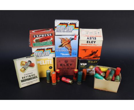 A box of collectors cartridges, plastic and paper cased to include Eley Special Wildfowling box, Express by Franz Kettner box