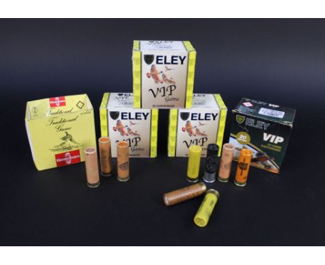 Three boxes plus a part box of Eley VIP Bismuth 20 bore shotgun cartridges, 28 gram No. 5, 70 mm, together with a collection 
