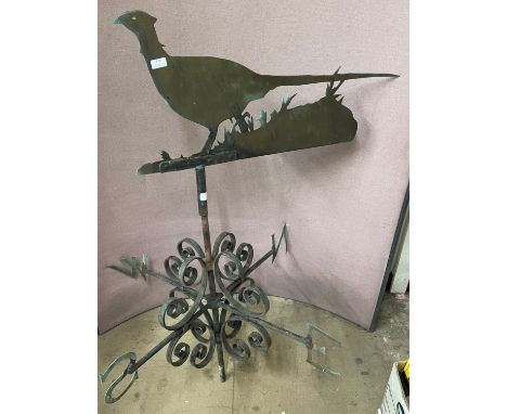 A wrought iron pheasant weather vane 