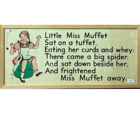 A vintage Little Miss Muffet poster, framed