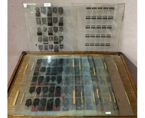 A collection of glass cigarette card negatives 