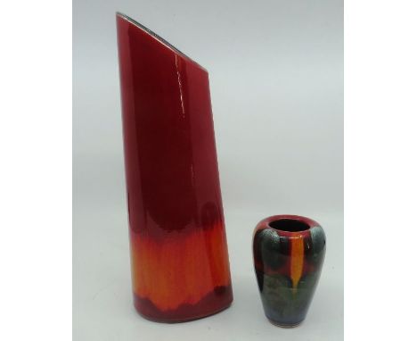 2 Poole pottery vases 1970s , 29cm and 10.5cm highgood condition .
