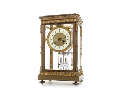 FRENCH MANTEL CLOCK, T.J OF PARIS, LATE 19TH CENTURY with two train eight day movement striking on a coil, white enamel Roman