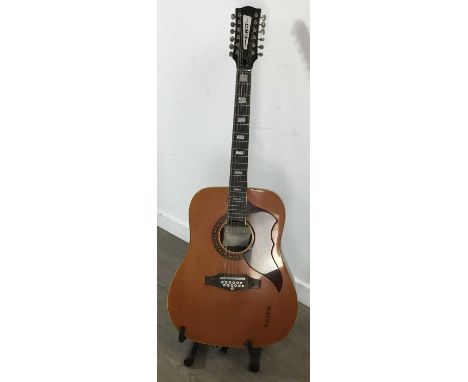 EKO 12-STRING ACOUSTIC GUITAR, no. 434591, interior label, natural finish with simulated tortoiseshell scratchboard, in hard 