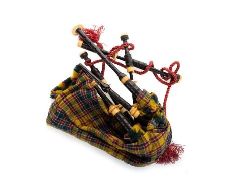 SET OF SMALL SIZE BAGPIPES, EARLY 20TH CENTURY  the chanter marked for P. Henderson of Glasgow, in turned hardwood with simul