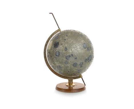 ARTHUR WIGHTMAN OF CORNWALL, RARE LUNAR GLOBE, CIRCA 1969 fibreglass sphere modelled in relief with the moon's named seas and