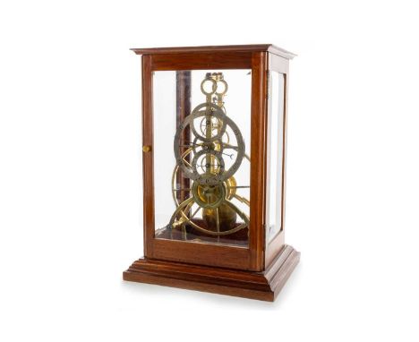 FINE SKELETON CHRONOMETER CLOCK, MID TO LATE 19TH CENTURY with single drum eight day movement, with silvered outer Arabic num