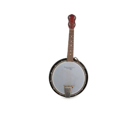 FOUR-STRING BANJO, MID TO LATE-20TH CENTURY tobacco sunburst finish, Marma skin60cm long