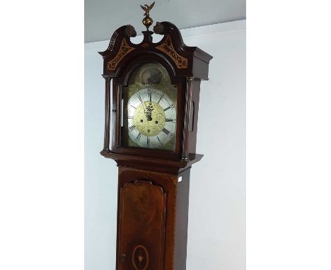 GEORGE III INLAID MAHOGANY LONGCASE CLOCK, by Robert Alexander of Leith222cm highCase and hood contemporary to dial. Lunette 