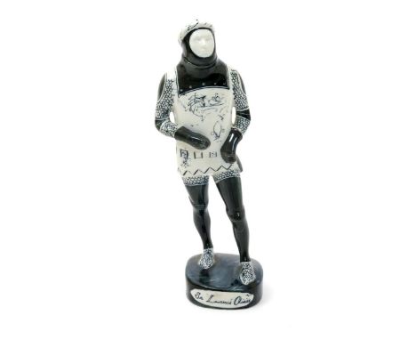 Sir Laurence Olivier as Henry V a Briglin Pottery figure designed by Susan Parkinson, painted in blue-black, incised marks, n