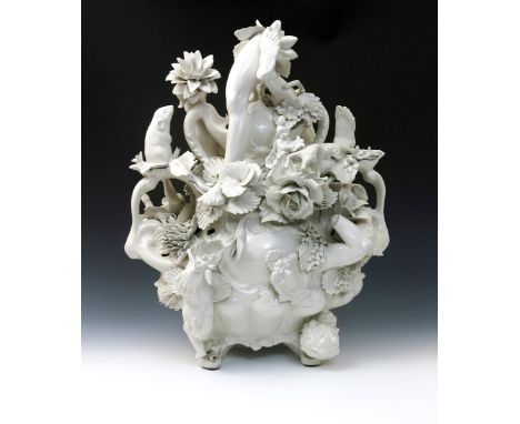 ‡ Robi Renzi, Renzi &amp; Reale Non Era Giugno, Baroque Rains, 2002 a unique surrealist ceramic sculpture, with applied decor