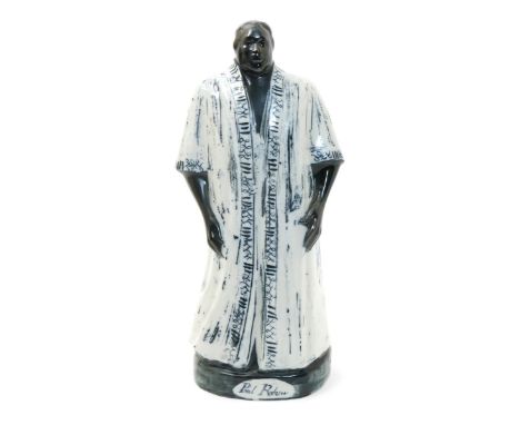 Paul Robeson as Othello a Briglin Pottery figure designed by Susan Parkinson, painted in blue-black, incised marks and number