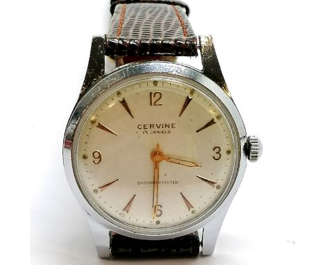 Cervine manual wind wristwatch - 32mm case and has marks to dial, losses to the luminescence to the indices and corrosion to 