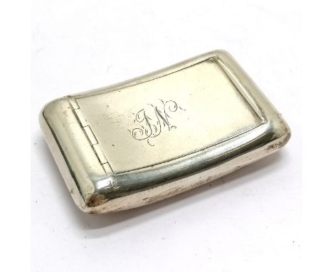 1808 Georgian silver pocket snuff box with gilded interior by John Thropp - 6.5cm x 4cm &amp; 38g ~ slight dents to corners o