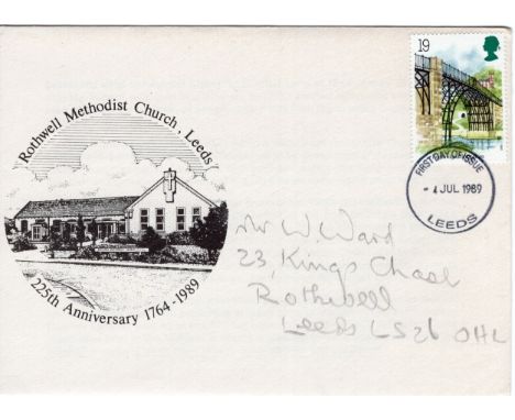 1989 Industrial Archaeology FDC on RARE Rothwell Methodist Church Leeds cover 