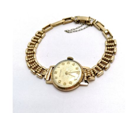 Vintage 9ct gold ladies Rotary manual wind wristwatch with a part sprung bracelet - total weight 18g - WE CANNOT GUARANTEE TH