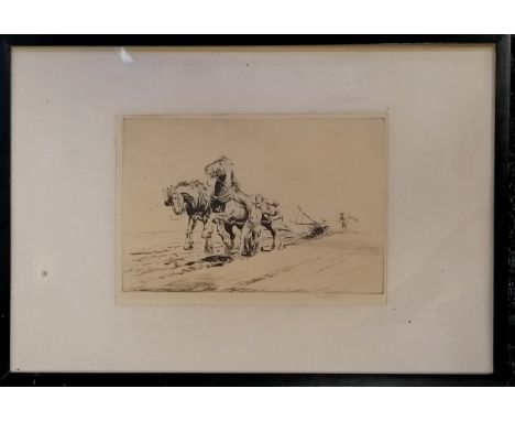 Framed 1920's signed print of a wayward horse drawn plough by George Soper (1870-1942) - 40.5cm x 58.5cm 