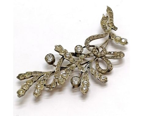 800 silver large scale paste set brooch - 10cm &amp; 28g total weight 