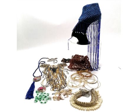 Qty of mostly ethnic jewellery inc beaded headdresses, collars, cuff bangle etc 