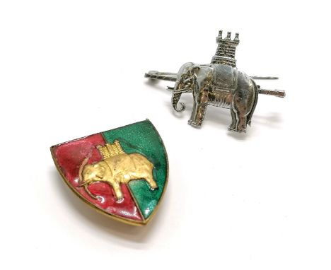 HMS Coventry enamel badge by Thomas Fattorini (enamel slight a/f) t/w elephant and castle white metal badge 
