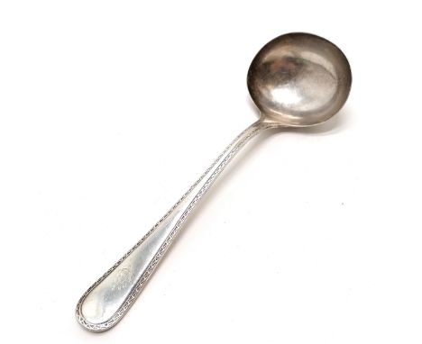 1878 Victorian silver ladle with feather edge detail by Frederick Elkington &amp; Co - 18.5cm long &amp; 80g ~ has slight scu