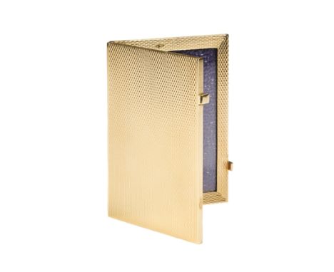 AN ITALIAN GOLD DOUBLE PHOTOGRAPH FRAME, FRATELLI CACCHIONE, MILAN, MID 20TH CENTURY of small size, with engine-turning to th