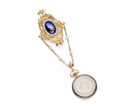 RONDINE: A LADY'S ENAMEL AND DIAMOND BROOCH WATCH, ITALIAN, 1960s with Swiss manual wind 17 jewel movement signed 'MARC NICOL
