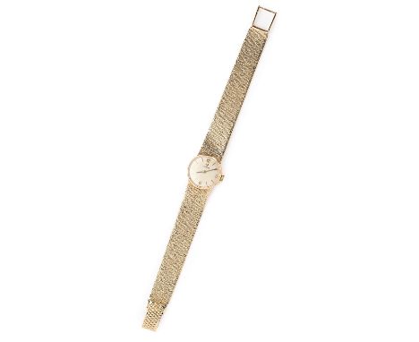 OMEGA: A LADY'S GOLD BRACELET WATCH, CIRCA 1965 Swiss 17 jewel manual wind movement signed and numbered, signed champagne dia