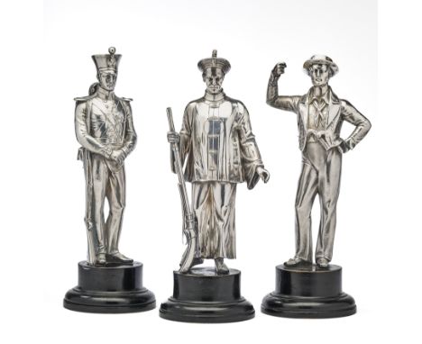 A SET OF THREE VICTORIAN SILVER FIRST CHINA WAR FIGURES, HUNT &amp; ROSKELL, LONDON, 1843/44 representing combatants of the F