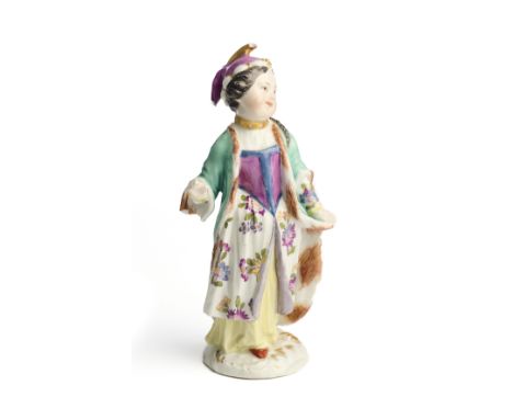 A MEISSEN 'TURQUERIE' FIGURE OF A GIRL, CIRCA 1756-60 modelled after a French sketch of circa 1756 as a young girl in Turkish