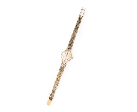 OMEGA: A LADY'S GOLD BRACELET WATCH, CIRCA 1963 Swiss seventeen jewel manual wind movement signed and numbered 20252897, sign