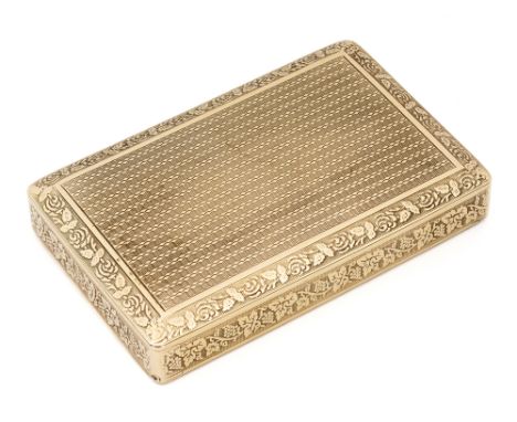 AN AUSTRIAN GOLD BOX, OTTO HÜTERER FOR A.E. KÖCHERT, VIENNA, CIRCA 1924 rectangular, the top and base engine-turned, the lid 