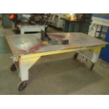 Mobile Heavy Duty Steel Work Table With Wheel Locks. 90" in. 42" in. x 32" in. High. (Column K-9