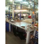 Heavy Duty Steel Work Table/ Bench With Heavy Duty 4" in. Bench Vise & Overhead Fluorescent