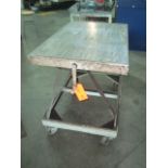 Mobile Heavy Duty Threaded Crank Lift Table. 42" x 27" in. Top With Approx. 48" in. Height Reach. (