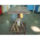 Mobile Heavy Duty Foot Pedal Lift Table. 30" x 30" in. Top With Approx. 42" in. Height Reach. (
